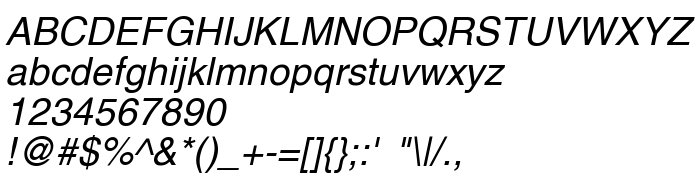 Предпросмотр шрифта AGHelveticaCyr Oblique