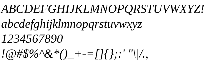 Предпросмотр шрифта Liberation Serif Italic