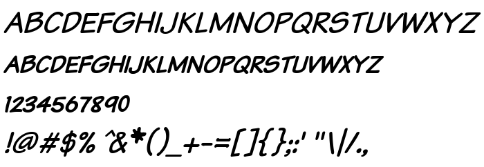 Предпросмотр шрифта Komika Text Kaps Italic