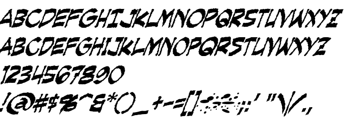 Предпросмотр шрифта Creeping Evil Italic