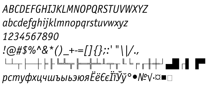 Предпросмотр шрифта OfficinaSansDOSCTT Italic